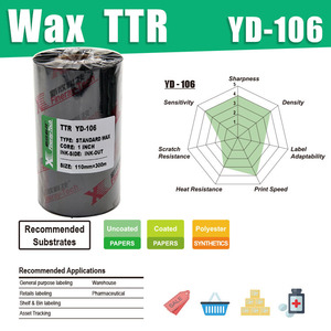 YD106 Kích Thước Tùy Chỉnh 110Mm * 300M Băng Truyền Nhiệt Sáp Cho Zebra/TSC/DATAmax/Argox/Sato/<span class=keywords><strong>Tec</strong></span>/Avery Máy In Nhãn - Product Image 4