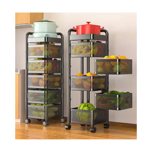 Étagère de rangement rotative en métal à 5 niveaux de haute qualité pour légumes et fruits, avec assemblage facile, OEM/ODM EDPRMS000 - Product Image 1