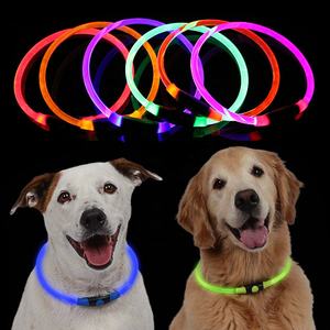 Venta al por mayor <span class=keywords><strong>Led</strong></span> Collares para perros Mascotas Luces <span class=keywords><strong>LED</strong></span> Collar para perros Seguridad nocturna ajustable Intermitente Resplandor en la oscuridad Collar para perros - Product Image 1