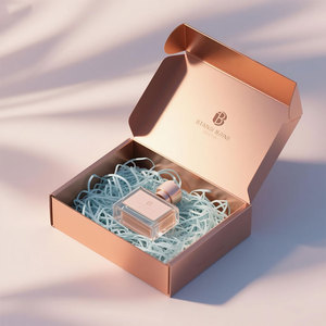 Logo personalizzato rosa di lusso dorato lucido scatola di spedizione in cartone ondulato scatole di carta per la spedizione e l'imballaggio di profumo cosmetico - Product Image 1