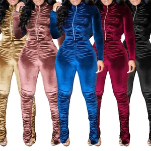 Conjunto de Dos Piezas con Pliegues Explosivos, Traje Casual para Mujer, a la Moda - Product Image 1