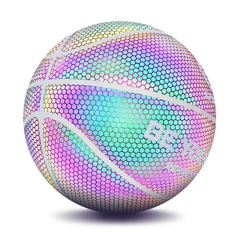 Baloncesto holográfico reflectante brillante, luz Flash en la oscuridad, 2022