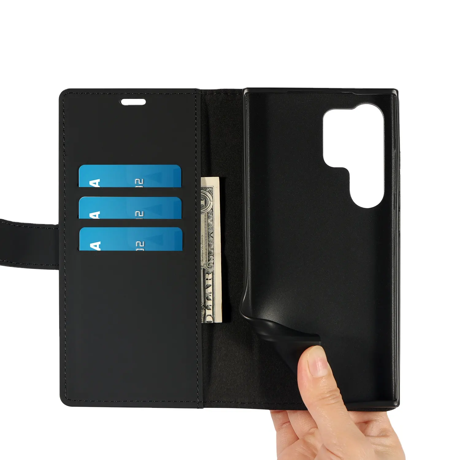 Samsung Galaxy S24 FE Ultra Plus için 2024 ile deri Flip cüzdan Premium Vegan kart tutucu telefon kılıfları
