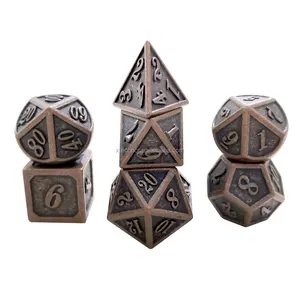 Verouderde Koperen Scherpe Metalen Dnd Dobbelstenen 7 Stuks/set D4 D6 D8 D10 D12 D20 D100 Voor Dungeons And Dragons Rpg dobbelstenen Speelgoed Games