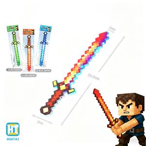 ดาบของเล่น HTL มีเสียงและไฟ LED พลาสติกเรืองแสง ดาบพิกเซลสำหรับเด็กผู้ชาย อุปกรณ์เสริมสำหรับเกม ดาบไลท์เซเบอร์ - Product Image 2