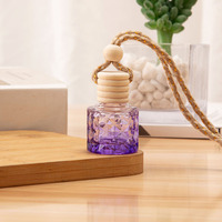 Flacon en Verre Vide de Parfum Voiture 8ml Noir Violet Bleu Suspendu, Diffuseur de Parfum Auto Personnalisable en Gros
