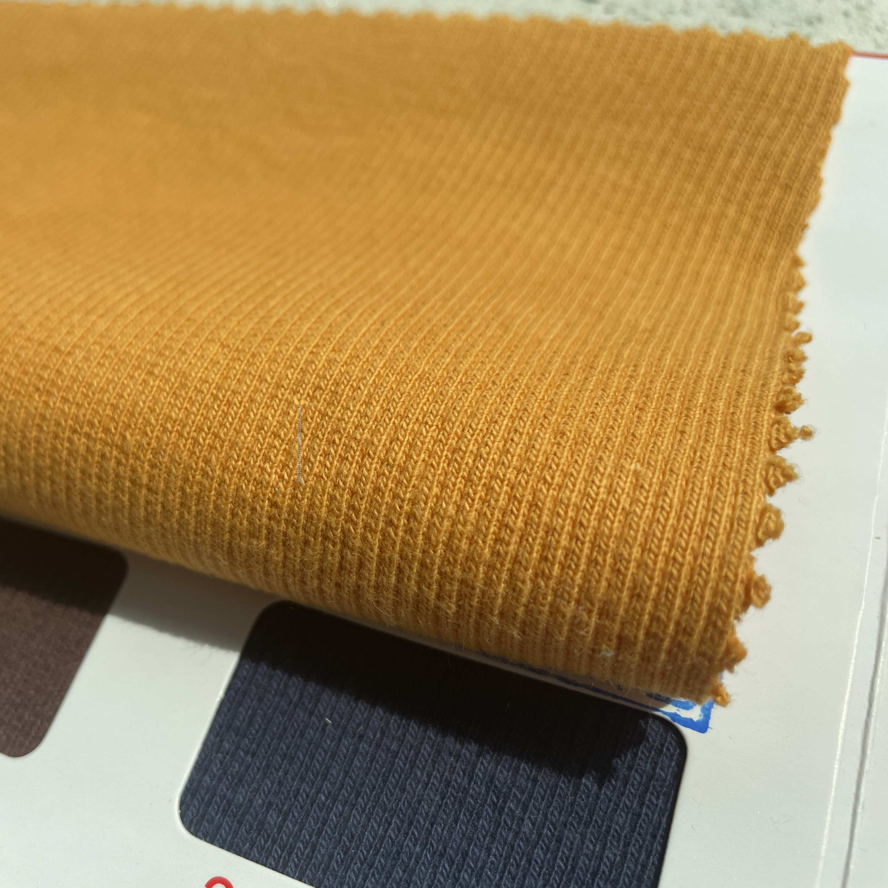 High Quality 100% Cotton 2x2 Elastic 360gsm Rib Textile Knitted Fabrics For Women Dress