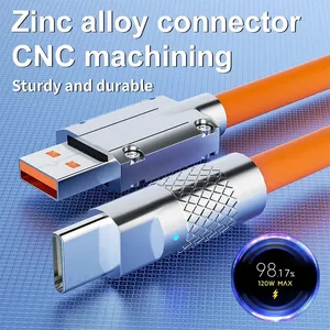 120W 5A Cable USB Aleación de zinc Carga rápida y transferencia de datos para teléfono inteligente y tableta Cable tipo C Carga rápida