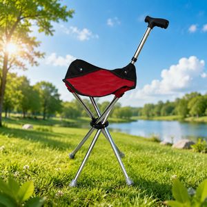 Bâton de marche pliable à quatre pieds en acier inoxydable pour la randonnée en extérieur et les personnes âgées - Product Image 2