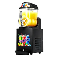 Machine à slush professionnelle HENGZHI en acier inoxydable à 2 robinets pour boissons glacées, slushies, daiquiris et margaritas - Idéale pour les salons de thé