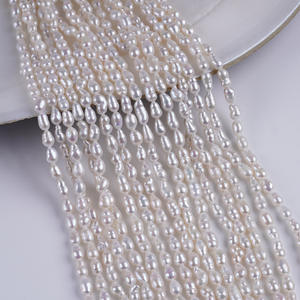 Collier de perles d'eau douce naturelles Wenchi Zhuji en gros, 4-5 mm, blanc, forme de mètre, perles régénérées, chaîne semi-finie, bricolage - Product Image 3