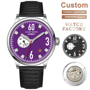 <span class=keywords><strong>Montre</strong></span> de plongée automatique mécanique pour homme OEM personnalisée, 40 mm, acier inoxydable, verre saphir, cadran analogique, étanche 5 ATM, bracelet en cuir - Product Image 2