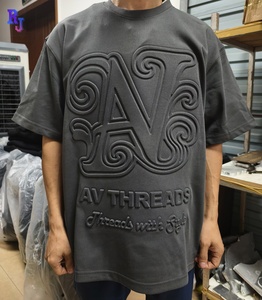 Millantech Custom Embossed Logo T Shirts 100% Cotton 3D Puff Printed Streetwear Unisex Heavyweight 3D Embossed Custom T Shirt