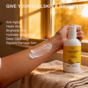Lotion corporelle éclaircissante naturelle pour la peau, nettoyage de la peau, lutte contre l'acné, élimination des cicatrices, dommages du soleil, uniformité du teint, curcuma, vitamine C, pour les taches brunes - Product Image 2