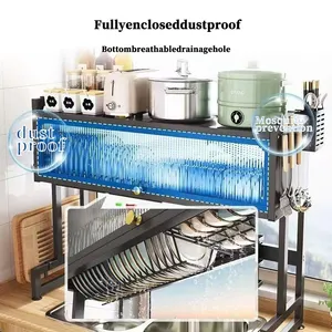 Étagères de séparation de vaisselle de grande capacité pour le séchage de la vaisselle, étagère organisateur de support d'évier pour la cuisine.