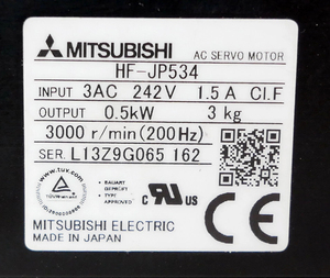 Moteur PLC série MR-J3 0,5KW HF-JP534 Moteur AC PLC HF-JP534 HF-JP534B - Product Image 3