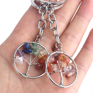 Porte-clés en cristal de design en gros, fait main, avec pierre naturelle de guérison, arbre de vie, cristaux pour souvenir - Product Image 4