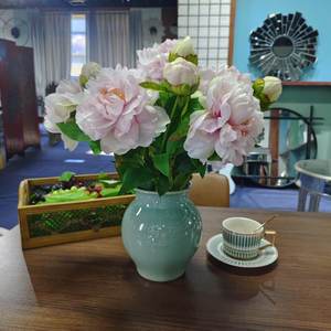 38X16CM Vase En Céramique Décor Floral Artificiel Avec 5 Pcs Fleurs De Pivoine Bureau À Domicile Fabriqué À La Main Décoratif Dropshipping DDP - Product Image 2