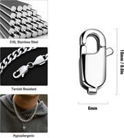 Lot de 15 fermoirs mousquetons en acier inoxydable 316 de 16 mm pour la fabrication de bijoux |   Fabriqué en Chine pour la création de colliers et bracelets DIY