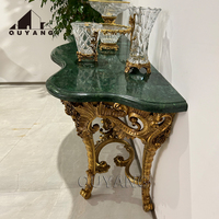 Meuble de salon de luxe doré de style palais royal, table de présentation d'art antique, table d'appoint en laiton pour hôtel