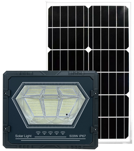 ไฟสปอร์ตไลท์ LED พลังงานแสงอาทิตย์ 500W IP67 COB แสงเดย์ไลท์ 5000K ติดผนัง ตัวเรือนอะลูมิเนียม ความสว่างสูง สำหรับสวน - Product Image 1