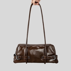 Sac de moto rétro Y2K en PU souple, style alligator, avec deux sangles, fermeture éclair, résistant à l'eau, grande capacité, à porter sous le bras - Product Image 1