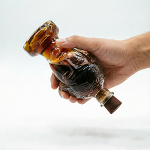 Bouteille de whisky, spiritueux, liqueur ou vin transparente réutilisable de 700 ml avec bouchon, design tête de Bouddha personnalisé - Product Image 6