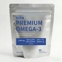 Huile de poisson pour adultes en capsules molles Omega-3 1300mg EPA DHA - Marque privée - Soutien beauté et santé cardiaque - Sans gluten - Naturel