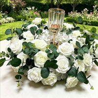 Luxueuze 5D witte groene kunstbloemen krans guirlande kroon roos decoratie bruiloft evenement tafel centerpiece bloemstuk receptie attributen