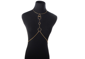 Chaîne de <span class=keywords><strong>cou</strong></span> ronde pour femmes, nouvelle tendance, exagéré, cercle, Sexy, chaîne de poitrine basse pour dames - Product Image 2