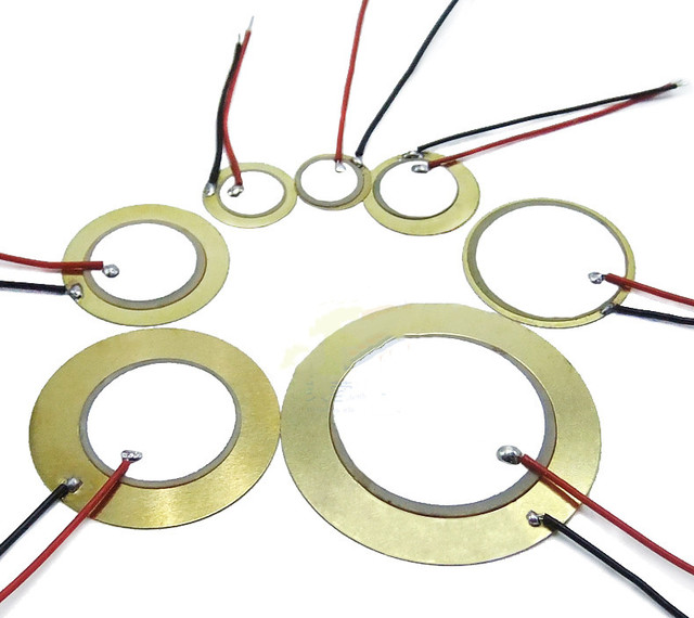 Piezo Ceramic Element Sounder Sensor Trigger Drum Disc Wire Solder 10 12 15 18 20 21 27 35 50mm Piezoelectric Buzzer Copper
