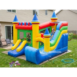 Châteaux gonflables commerciaux combinés avec toboggan pour enfants, fabriqués en Chine, pour la location - Product Image 1