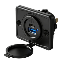Chargeur de moto USB-C PD QC3.0 2 ports carré encastrable 12V 24V Prise de charge USB pour moto, camping-car, bus, fourgonnette