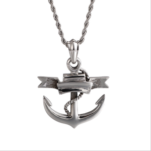 <strong>Navy</strong> Wind Fish Hook Anchor Pendant Necklace for Men Couple Versatile Sweater Pendant Chain <strong>Accessories</strong> - Product Image 1