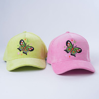 Gorras de Béisbol Rosadas con Logotipo Personalizado Bordado OEM, Gorras Deportivas Unisex de Corduroy con Visera Curva y Cierre a Presión