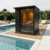 Sauna traditionnel moderne le plus vendu, sauna sec en cèdre et hemlock noir pour 4 à 6 personnes, idéal pour jardin et villa