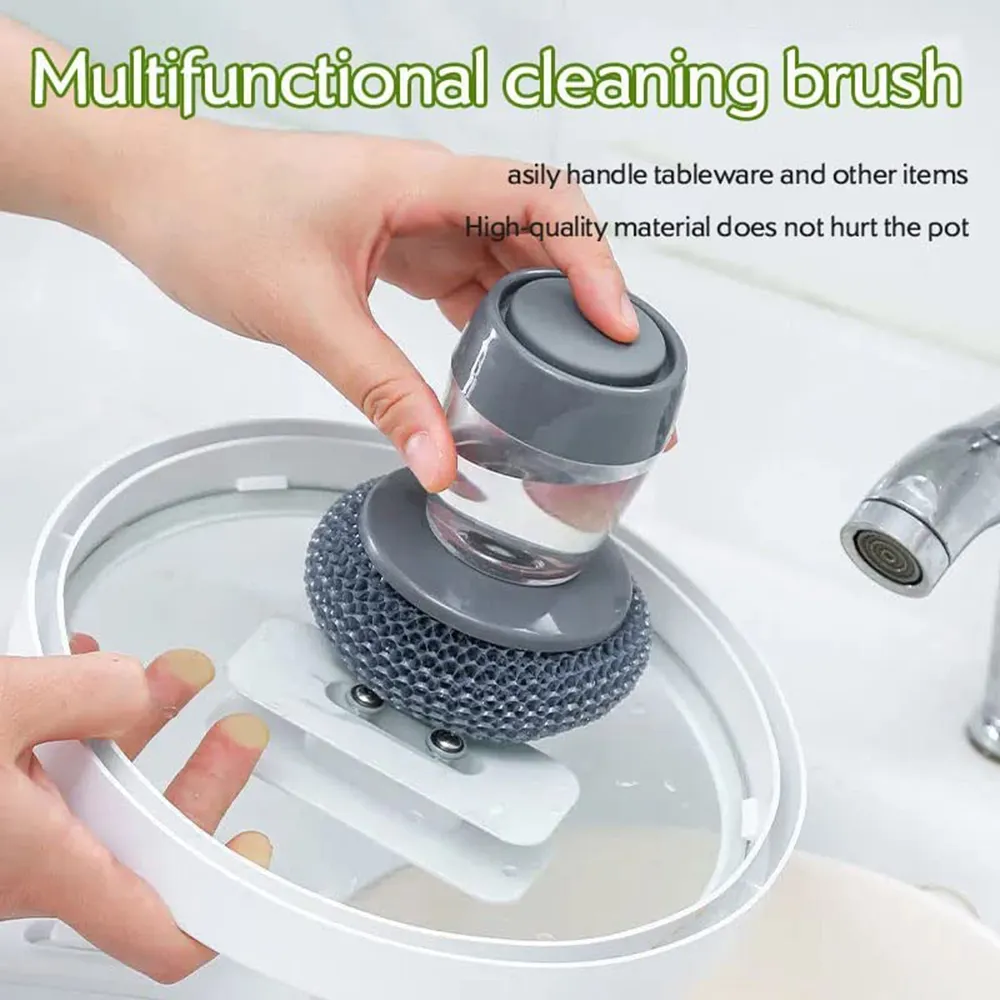 Liquido riempimento piastra da cucina spazzola portatile Mini lavastoviglie pennello per palmare con Dispenser di sapone per la pulizia della cucina