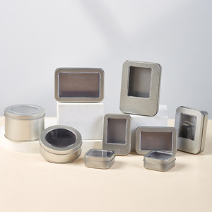 Fenêtre transparente rectangulaire en métal boîte en fer blanc couvercle à vis bocaux de stockage de voyage pour bonbons Arts artisanat pour <span class=keywords><strong>cuisine</strong></span> bureau sac stockage - Product Image 6