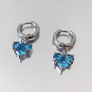 Pendientes de Zirconia Azul con Baño de Oro de 14k y 18k sobre Acero Inoxidable 316L, Joyería de Moda para Mujer - Product Image 1