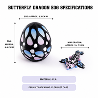 Ensemble d'œufs de dragon fantastiques imprimés en 3D avec figurine de mini-dragon, 6 styles de collection