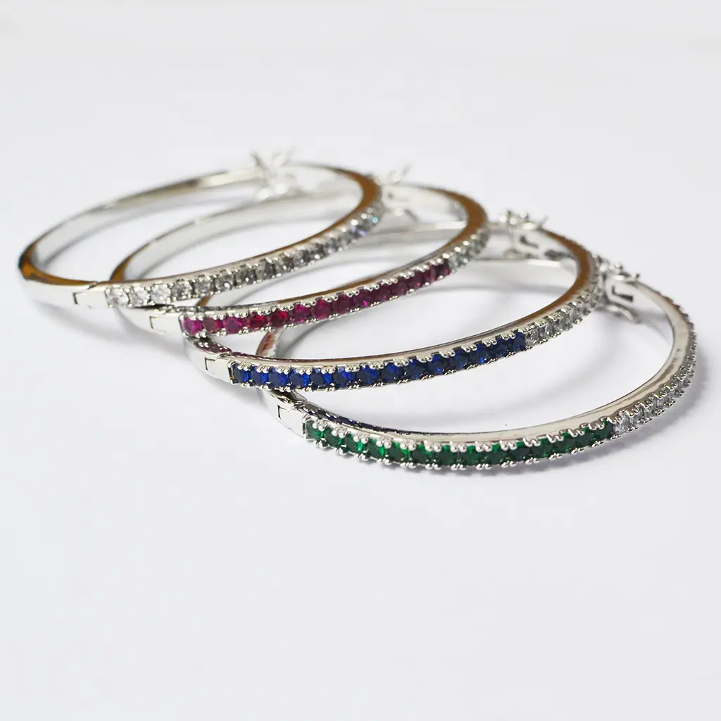 Luxus-Mikro-Pave-Quadrat-Zirkonsarmband buntes glänzendes Zirkon-Armband Smaragdgrün blau roter Ruby-Armband Armreifen