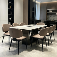 Ensemble de salle à manger en bois moderne et luxueux 5 pièces avec table rectangulaire et 4 chaises, écologique, pour hôtel et appartement