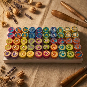 <span class=keywords><strong>TopFun</strong></span> – Lot de 50 tampons éducatifs personnalisés en plastique auto-encreurs pour enfants, thème animaux et nature, pour les 2-4 ans - Product Image 2