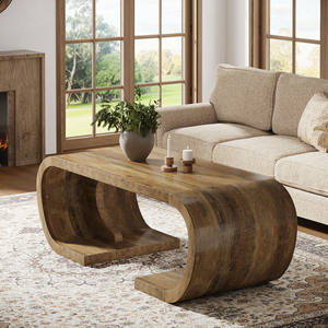 Mesa de <span class=keywords><strong>Centro</strong></span> Tribesigns Estilo Rústico con Base Curva en Forma de C, Resistente, para Sala de Estar u Oficina, Color Marrón Rústico - Product Image 1