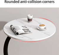 Table Moderne en Forme de C pour Canapé, avec Cadre Métallique pour Toute Pièce, Chambre à Coucher