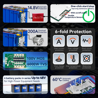 Carte de circuit imprimé personnalisée (PCB) BMS 4S 12V 24V 36V 48V 50A 100A 150A 200A pour voiturette de golf, avec fonction d'équilibrage et MOS résistant aux hautes températures