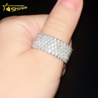 Bague de mariage en moissanite pour homme en argent sterling 925 5 rangées de bagues de fiançailles en diamant de laboratoire de 2mm avec certificat GRA