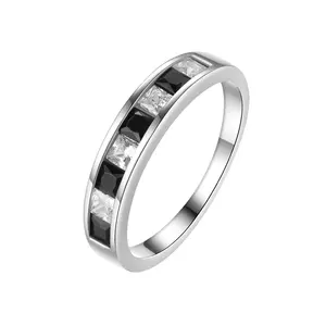 Husky manufacturer 2023 fashion cubic zirconia Black diamond 925 sterling silver ring