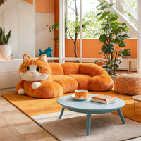 Canapé-lit en peluche géant en forme de chat, fauteuil lounge surdimensionné en forme d'animal, adorable pouf chaton orange, canapé créatif pour la décoration de la maison