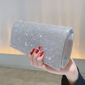 Bolso de mano de noche tipo sobre con cadena para mujer, elegante y brillante, con pedrería, de alta calidad, directo de fábrica, ideal para bodas y fiestas. - Product Image 4